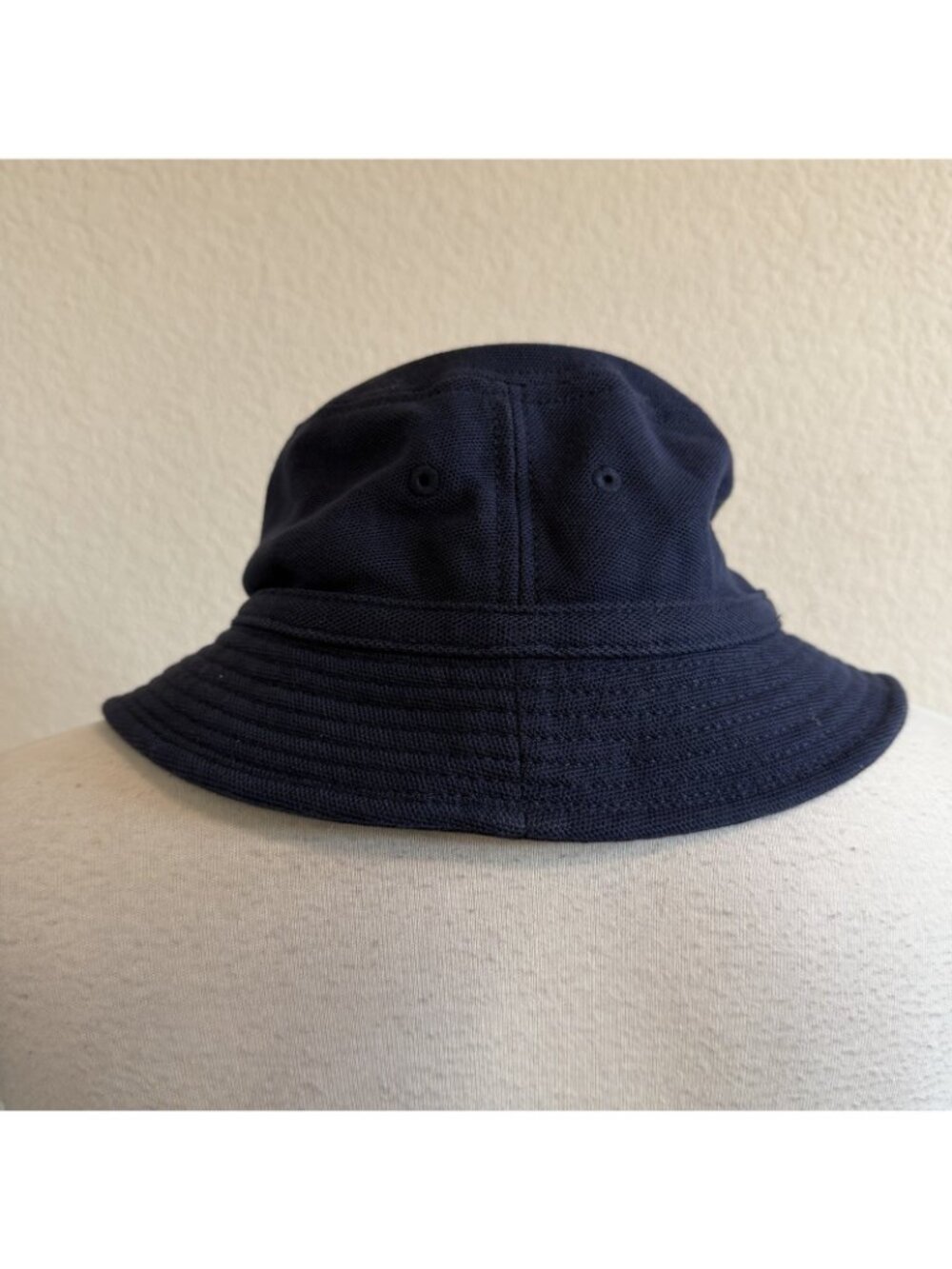 Lacoste Pique Bucket Hat Logo Cotton Navy Blue Y2K 90's Vintage-Style Womens M - Picture 5 of 12